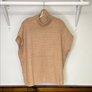 Amazon Chunky Knit Cozy‎ Tan Sleeveless Layering Sweater w/ Turtleneck- M